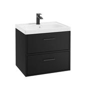 Finland 600mm 2 Drawer Wall Hung Vanity Unit Matt Black Matt Black Handle