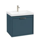 Fjord 600mm Wall Hung 2 Drawer Vanity Unit Matt Ocean Blue Brushed Nickel Handle