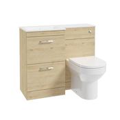 Corta 1000mm LH Combination Two Drawer Unit Honey Oak-Chrome Handles