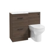 Corta 1000mm LH Combination Two Drawer Unit Sable Ash-Black Handles