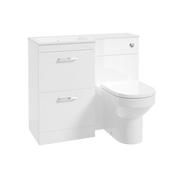Corta 1000mm LH Combination Two Drawer Unit Gloss White-Chrome Handles