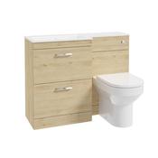 Corta 1100mm LH Combination Two Drawer Unit Honey Oak-Chrome Handles