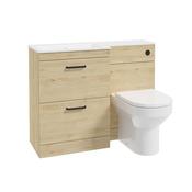 Corta 1100mm LH Combination Two Drawer Unit Honey Oak-Black Handles