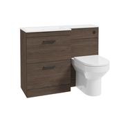 Corta 1100mm LH Combination Two Drawer Unit Sable Ash-Black Handles