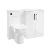 Corta 1100mm RH Combination Two Door Unit Gloss White-Black Handles