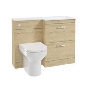 Corta 1100mm RH Combination Two Drawer Unit Honey Oak-Chrome Handles