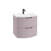 Arc 600mm Wall Hung 2 Drawer Unit Matt Cashmere Pink &amp; Gloss Basin