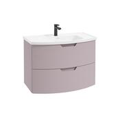 Arc 800mm Wall Hung 2 Drawer Unit Matt Cashmere Pink &amp; Gloss Basin