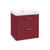 Reed 600mm Wall Hung 2 Drawer Vanity Unit Ruby Fern &amp; Basin - Brushed Nickel Handles