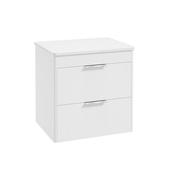 Reed 600mm Wall Hung 2 Drawer Countertop Vanity Unit Lakeshore Lily - Chrome Handles