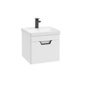 Freya 500mm 1 Drawer Wall Hung Unit Matt White Matt Black Handle
