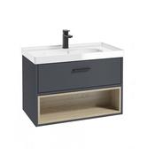 Malmo 800mm Open Shelf Unit Matt Night Sky Blue Black Handle Gloss Basin image