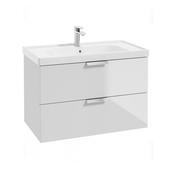 Stockholm 800mm Wall Hung Vanity Unit Gloss White Chrome Handles image