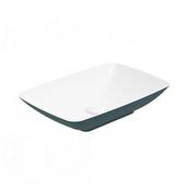 Skal Rectangle Wash Basin 600mm x 400mm White Ocean Blue