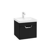 Freya 500mm 1 Drawer Wall Hung Unit Matt Black Brushed Chrome Handle