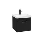 Freya 500mm 1 Drawer Wall Hung Unit Matt Black Matt Black Handle