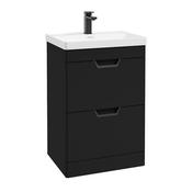Freya 600mm 2 Drawer Floor Standing Unit Matt Black Matt Black Handle