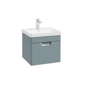 Freya 500mm 1 Drawer Wall Hung Unit Matt Coral Green Brushed Chrome Handle