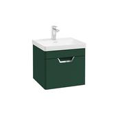 Freya 500mm 1 Drawer Wall Hung Unit Matt Wreath Green Brushed Chrome Handle