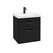 Freya 600mm 2 Drawer Wall Hung Vanity Unit Matt Black Matt Black Handles image