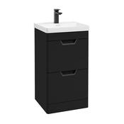 Freya 500mm 2 Drawer Floorstanding Vanity Unit Matt Black Matt Black Handle image