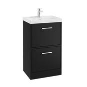 Finland 500mm 2 Drawer Floor Standing Unit Matt Black Brushed Chrome Handle image