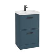 Finland 500mm 2 Drawer Floor Standing Unit Matt Ocean Blue Matt Black Handle image