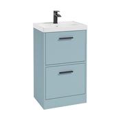 Finland 500mm 2 Drawer Floor Standing Unit Matt Morning Sky Blue Matt Black Handle image