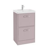 Finland 500mm 2 Drawer Floor Standing Unit Matt Cashmere Pink Brushed Chrome Handle image