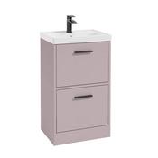Finland 500mm 2 Drawer Floor Standing Unit Matt Cashmere Pink Matt Black Handle image