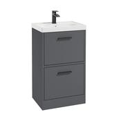 Finland 500mm 2 Drawer Floor Standing Unit Matt Midnight Grey Matt Black Handle image