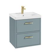 Finland 500mm Vanity Unit Matt Coral Green Brushed Gold Handle image