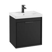 Fjord 500mm Wall Hung 2 Drawer Vanity Unit Matt Black Matt Black Handle image