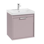 Fjord 500mm Wall Hung 2 Drawer Vanity Unit Matt Cashmere Pink Brushed Chrome Handle image