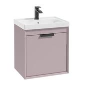 Fjord 500mm Wall Hung 2 Drawer Vanity Unit Matt Cashmere Pink Matt Black Handle image