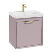 Fjord 500mm Wall Hung 2 Drawer Vanity Unit Matt Cashmere Pink Brushed Gold Handle image