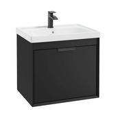 Fjord 600mm Wall Hung 2 Drawer Vanity Unit Matt Black Matt Black Handle image