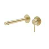 Hakk Wall Mounted Basin Mixer Brushed Gold image