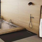 Solid Soft Shower Tray Linear Drain 1000mm x 1600mm Black image