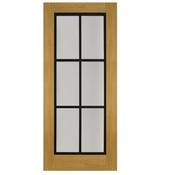 Doras Daiken 6 Lite Opal Laminate Glass Black on Oak Door All Sizes image