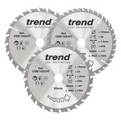 Trend Wood Cordless Circular Saw Blade 165mm x 20mm x 24/40T 3 Pack image