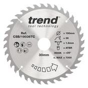 Trend Wood Cordless ATBR Circular Saw Blade 190mm x 30mm x 36T image