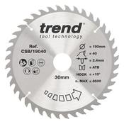 Trend Wood Circular Saw Blade 190mm x 30mm x 40T image