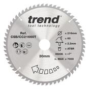 Trend Wood Cordless ATBR Mitre Saw Blade 216mm x 30mm x 60T image