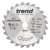 Trend Wood Cordless ATBR Mitre Saw Blade 250mm x 30mm x 24T image