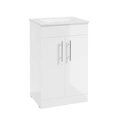 Strata 500mm 2 Door Floor Standing Vanity Unit Gloss White