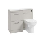 Corta 1000mm LH Combination Two Drawer Unit Morning Mist-Black Handles