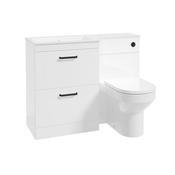 Corta 1100mm LH Combination Two Drawer Unit Gloss White-Black Handles