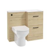Corta 1000mm RH Combination Two Drawer Unit Honey Oak-Black Handles