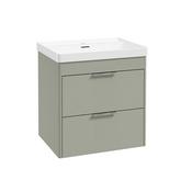 Reed 600mm Wall Hung 2 Drawer Vanity Unit Lakeside Sage &amp; Basin- Chrome Handles image